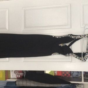 Black beaded prom dress